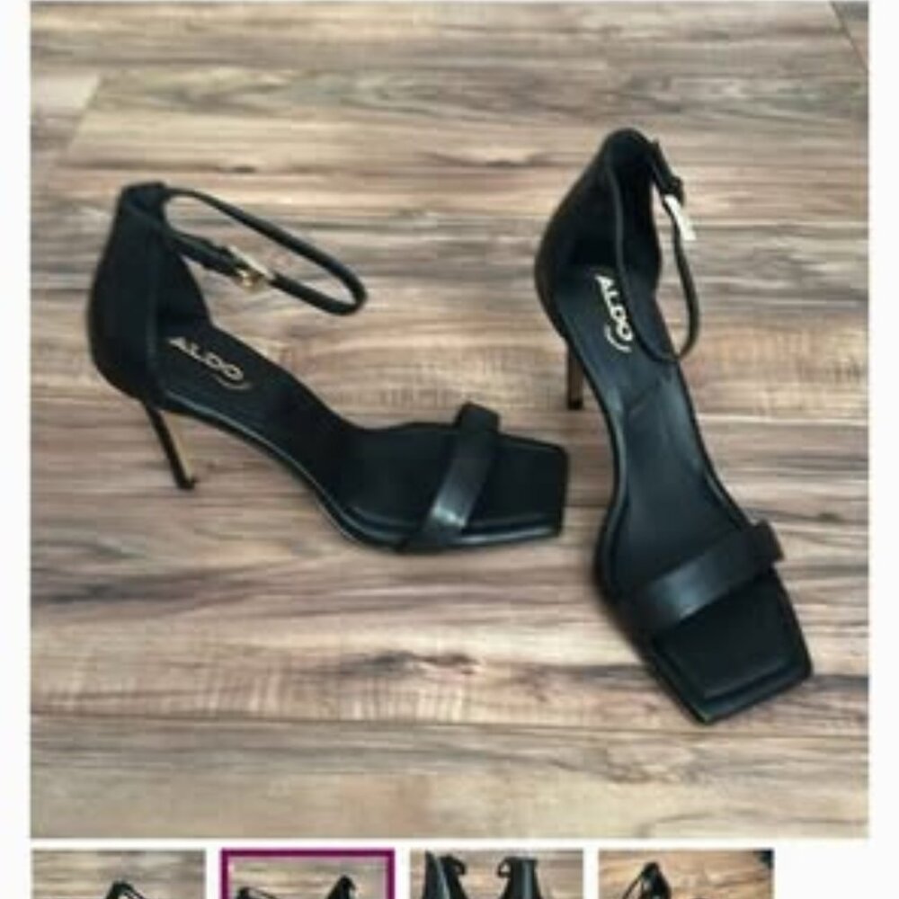 ALDO Renza black strap stilletto heels (pillow walk sole) worn once! size 8.5